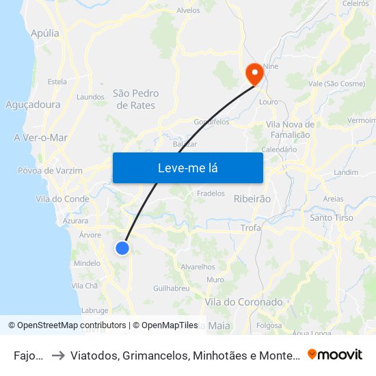 Fajozes to Viatodos, Grimancelos, Minhotães e Monte de Fralães map