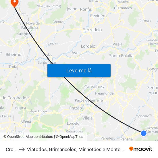 Croca to Viatodos, Grimancelos, Minhotães e Monte de Fralães map