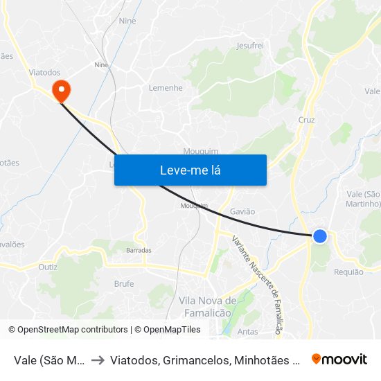 Vale (São Martinho) to Viatodos, Grimancelos, Minhotães e Monte de Fralães map