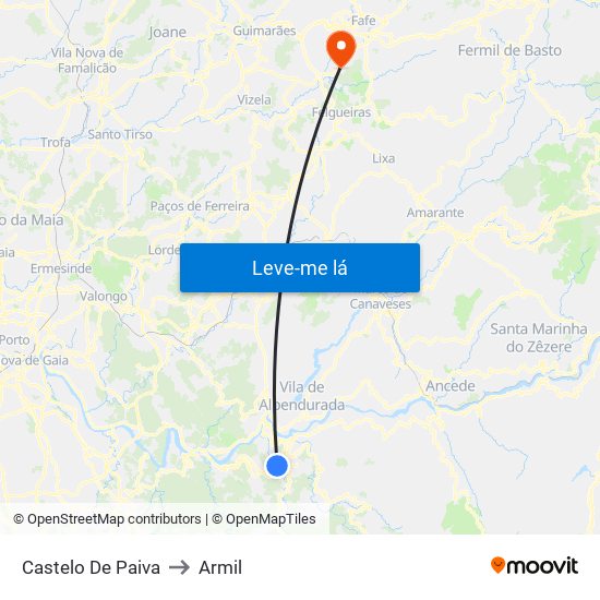 Castelo De Paiva to Armil map