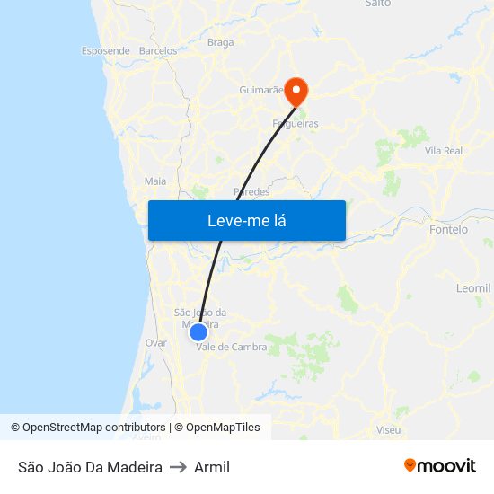 São João Da Madeira to Armil map
