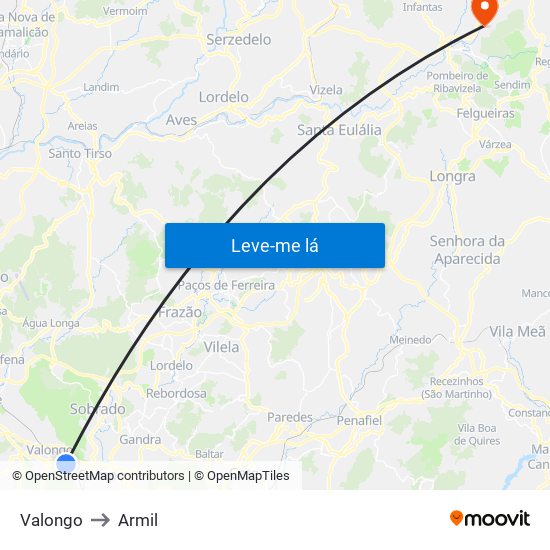 Valongo to Armil map