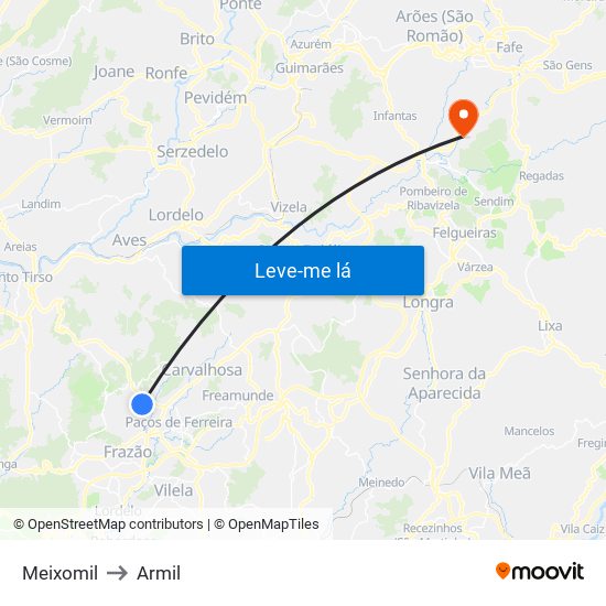 Meixomil to Armil map