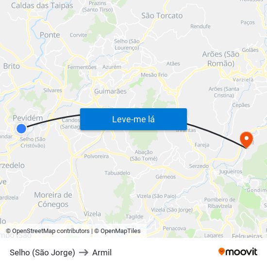 Selho (São Jorge) to Armil map