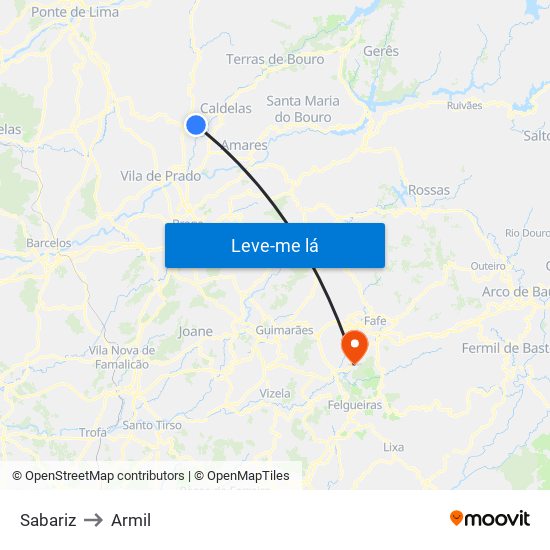 Sabariz to Armil map