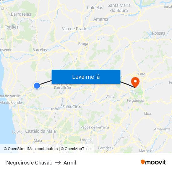 Negreiros e Chavão to Armil map