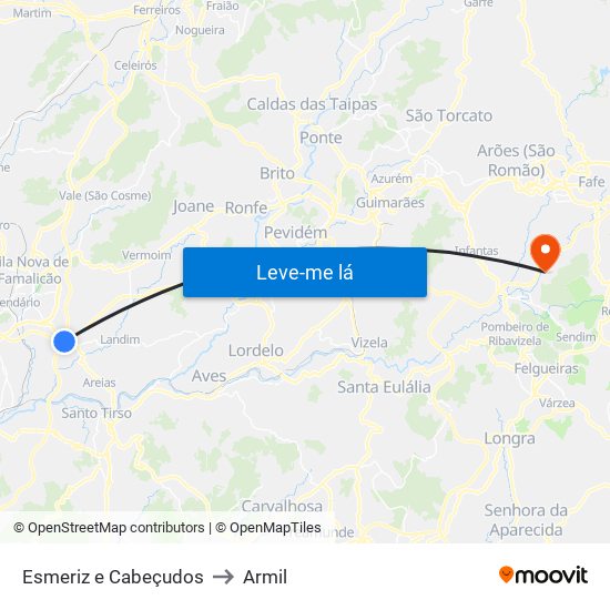 Esmeriz e Cabeçudos to Armil map