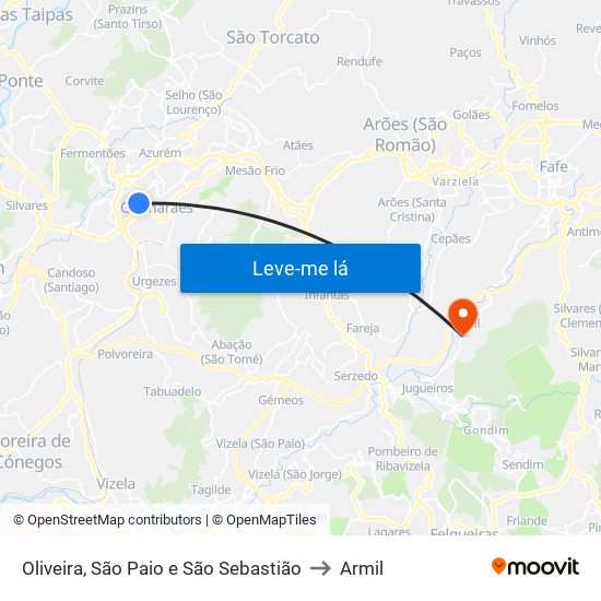 Oliveira, São Paio e São Sebastião to Armil map