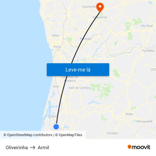 Oliveirinha to Armil map