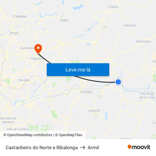 Castanheiro do Norte e Ribalonga to Armil map