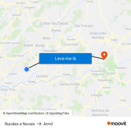 Ruivães e Novais to Armil map