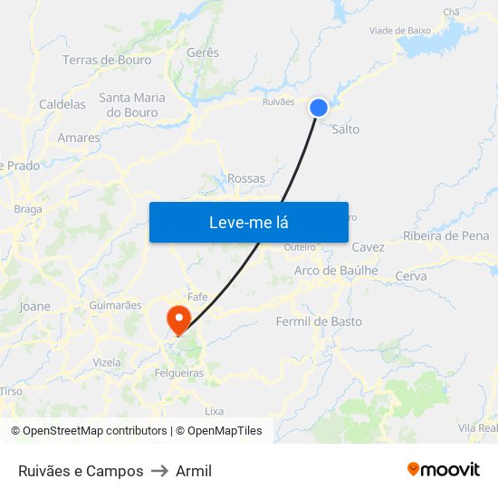 Ruivães e Campos to Armil map
