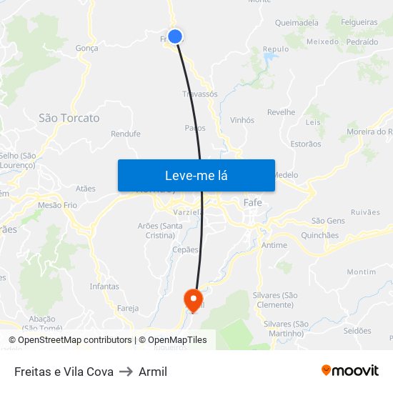 Freitas e Vila Cova to Armil map