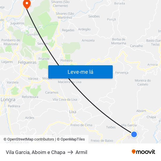 Vila Garcia, Aboim e Chapa to Armil map