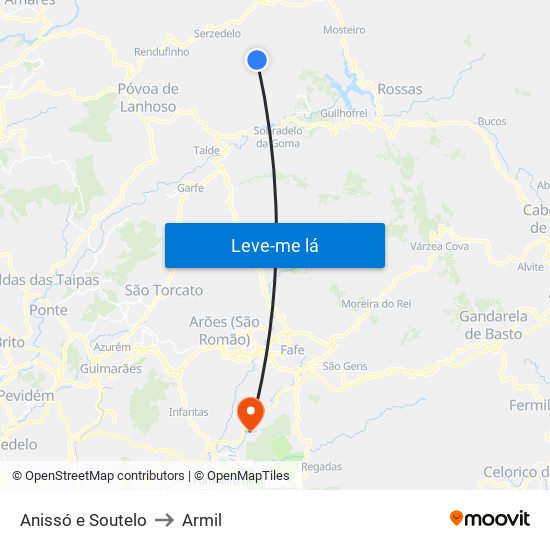 Anissó e Soutelo to Armil map