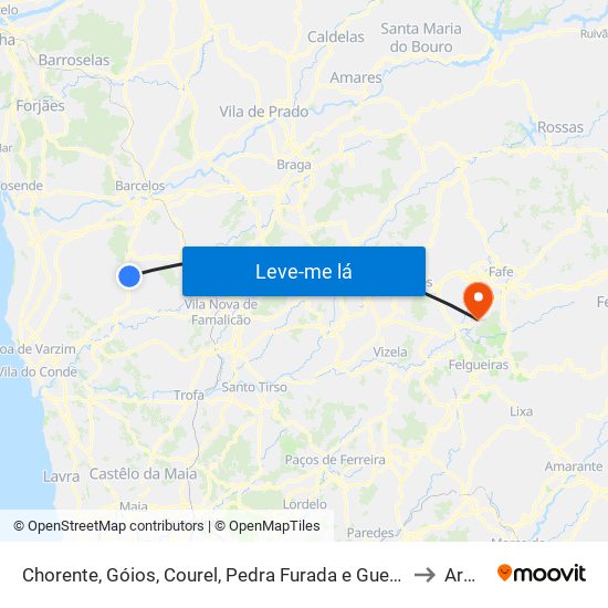 Chorente, Góios, Courel, Pedra Furada e Gueral to Armil map