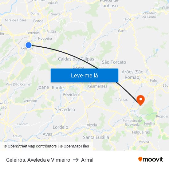 Celeirós, Aveleda e Vimieiro to Armil map