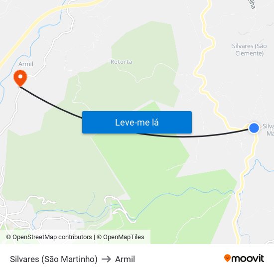 Silvares (São Martinho) to Armil map
