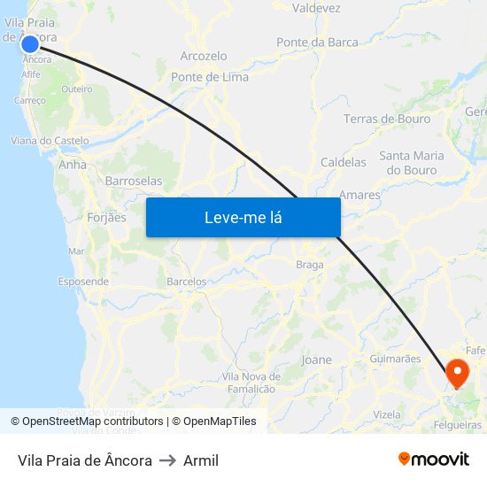 Vila Praia de Âncora to Armil map
