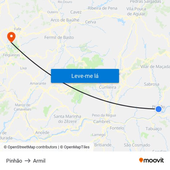 Pinhão to Armil map