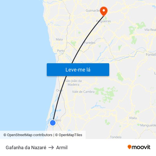 Gafanha da Nazaré to Armil map