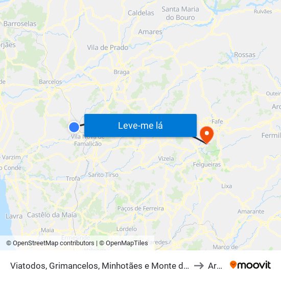 Viatodos, Grimancelos, Minhotães e Monte de Fralães to Armil map