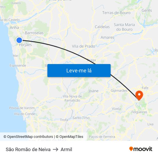 São Romão de Neiva to Armil map