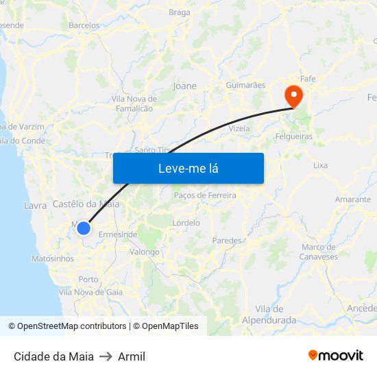 Cidade da Maia to Armil map