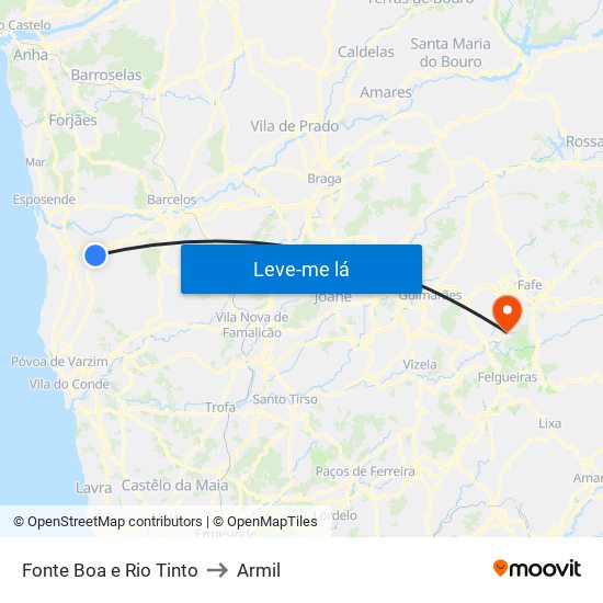 Fonte Boa e Rio Tinto to Armil map