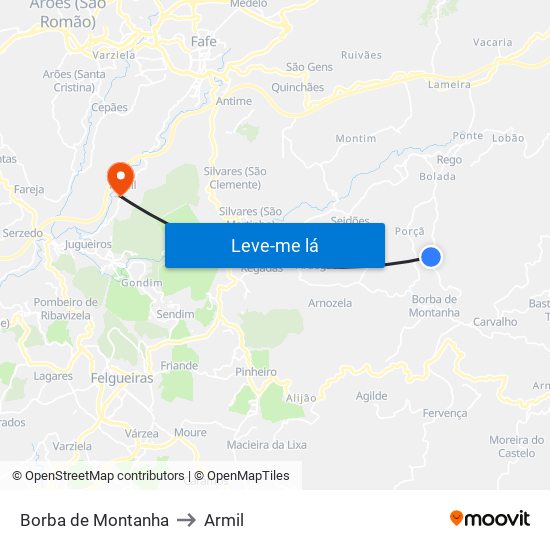 Borba de Montanha to Armil map