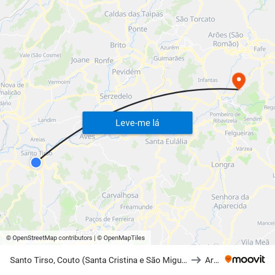 Santo Tirso, Couto (Santa Cristina e São Miguel) e Burgães to Armil map