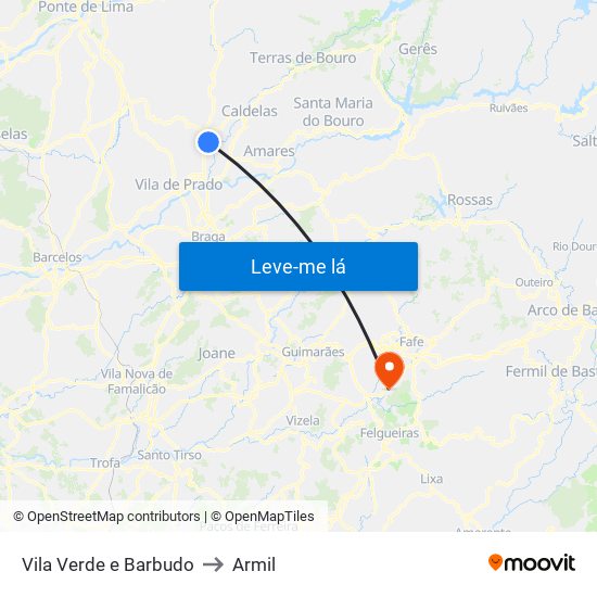 Vila Verde e Barbudo to Armil map