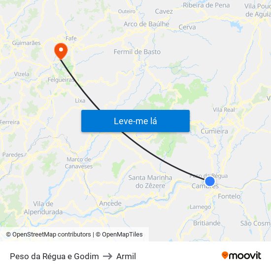 Peso da Régua e Godim to Armil map