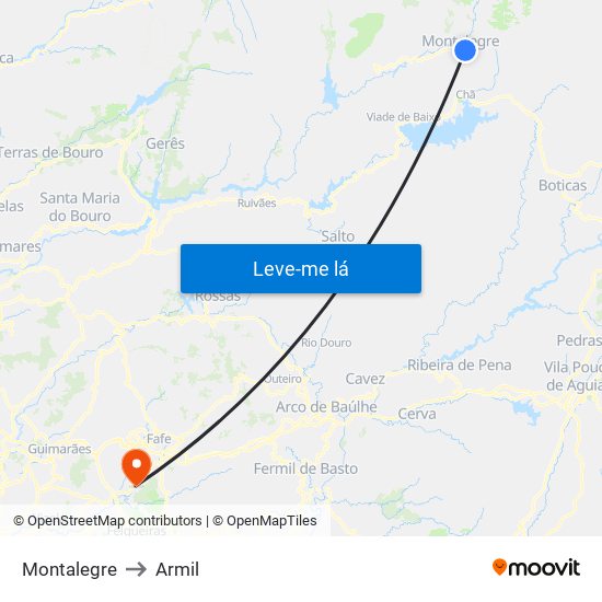 Montalegre to Armil map