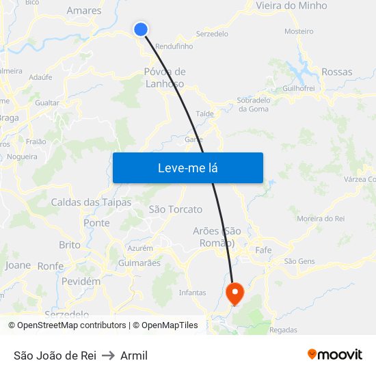 São João de Rei to Armil map