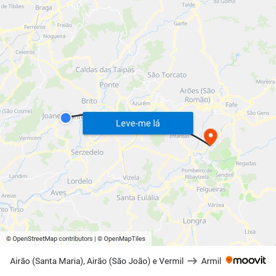 Airão (Santa Maria), Airão (São João) e Vermil to Armil map