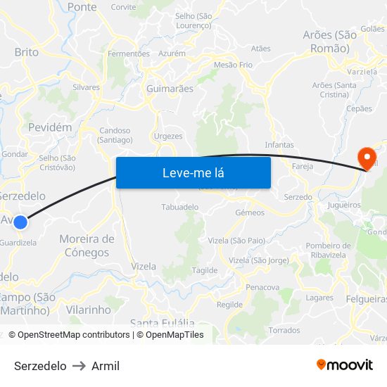 Serzedelo to Armil map