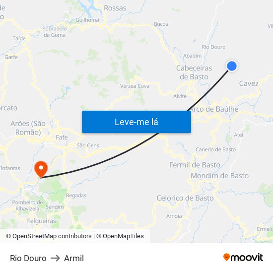 Rio Douro to Armil map