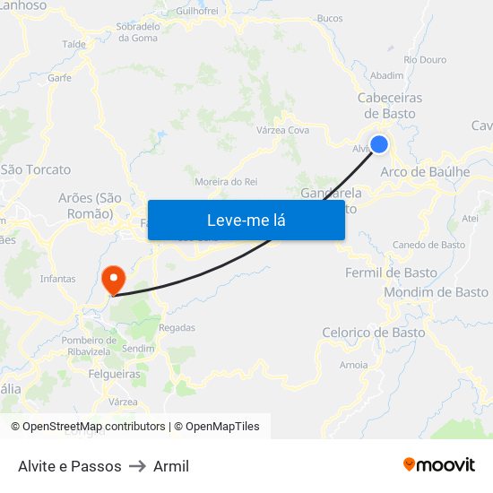 Alvite e Passos to Armil map
