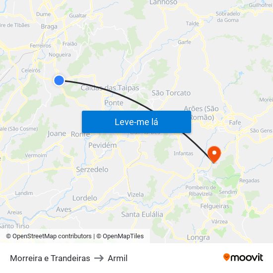 Morreira e Trandeiras to Armil map