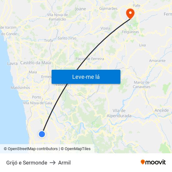 Grijó e Sermonde to Armil map