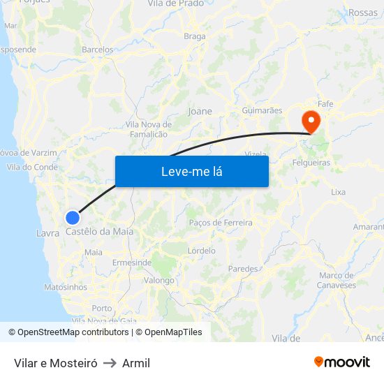 Vilar e Mosteiró to Armil map