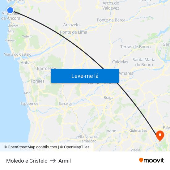 Moledo e Cristelo to Armil map