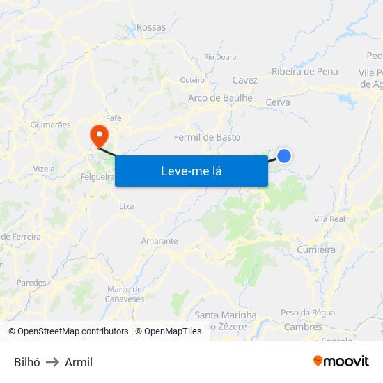 Bilhó to Armil map