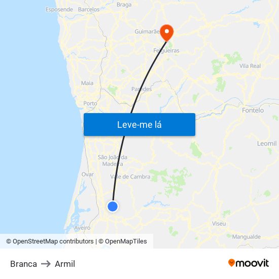 Branca to Armil map