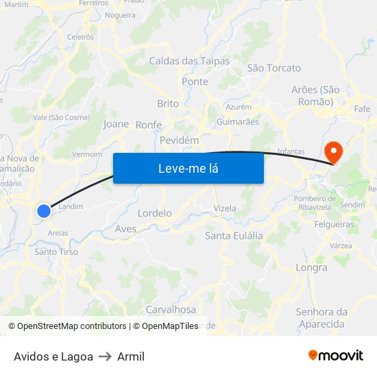 Avidos e Lagoa to Armil map