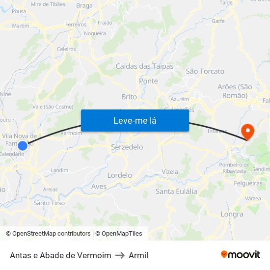 Antas e Abade de Vermoim to Armil map