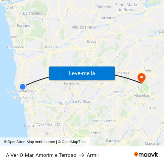 A Ver-O-Mar, Amorim e Terroso to Armil map