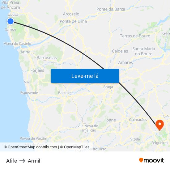 Afife to Armil map