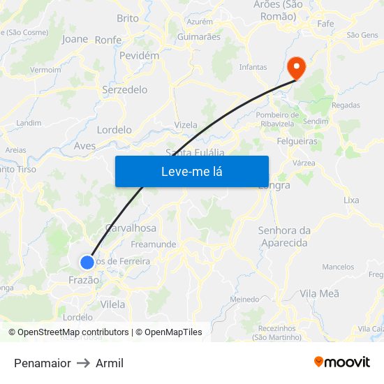 Penamaior to Armil map